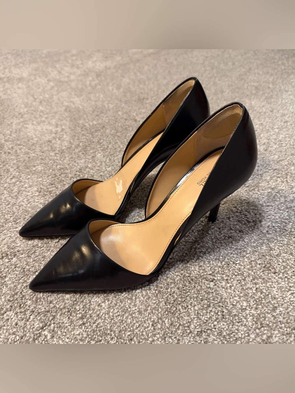 MICHAEL KORS Black Leather Flex Pointed Toe D'Orsay Pumps Heels Size 9.5M